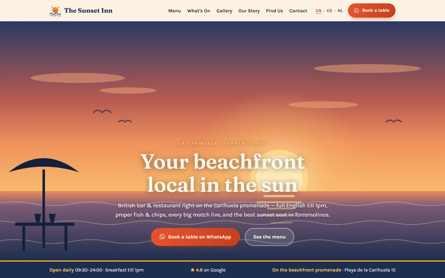 The Sunset Inn — web real creada por Enrayo