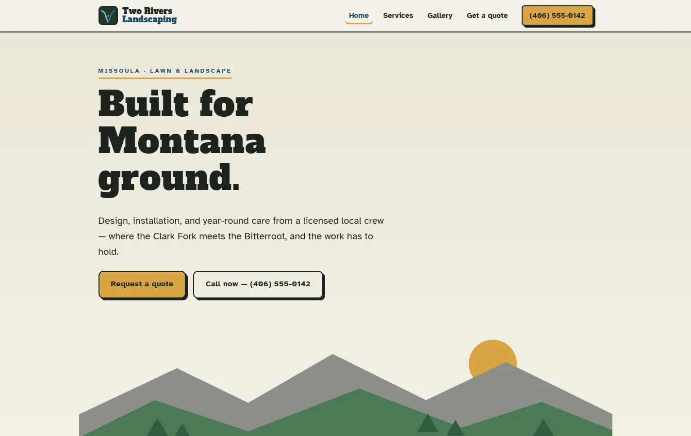 Two Rivers Landscaping — live website built by Enrayo